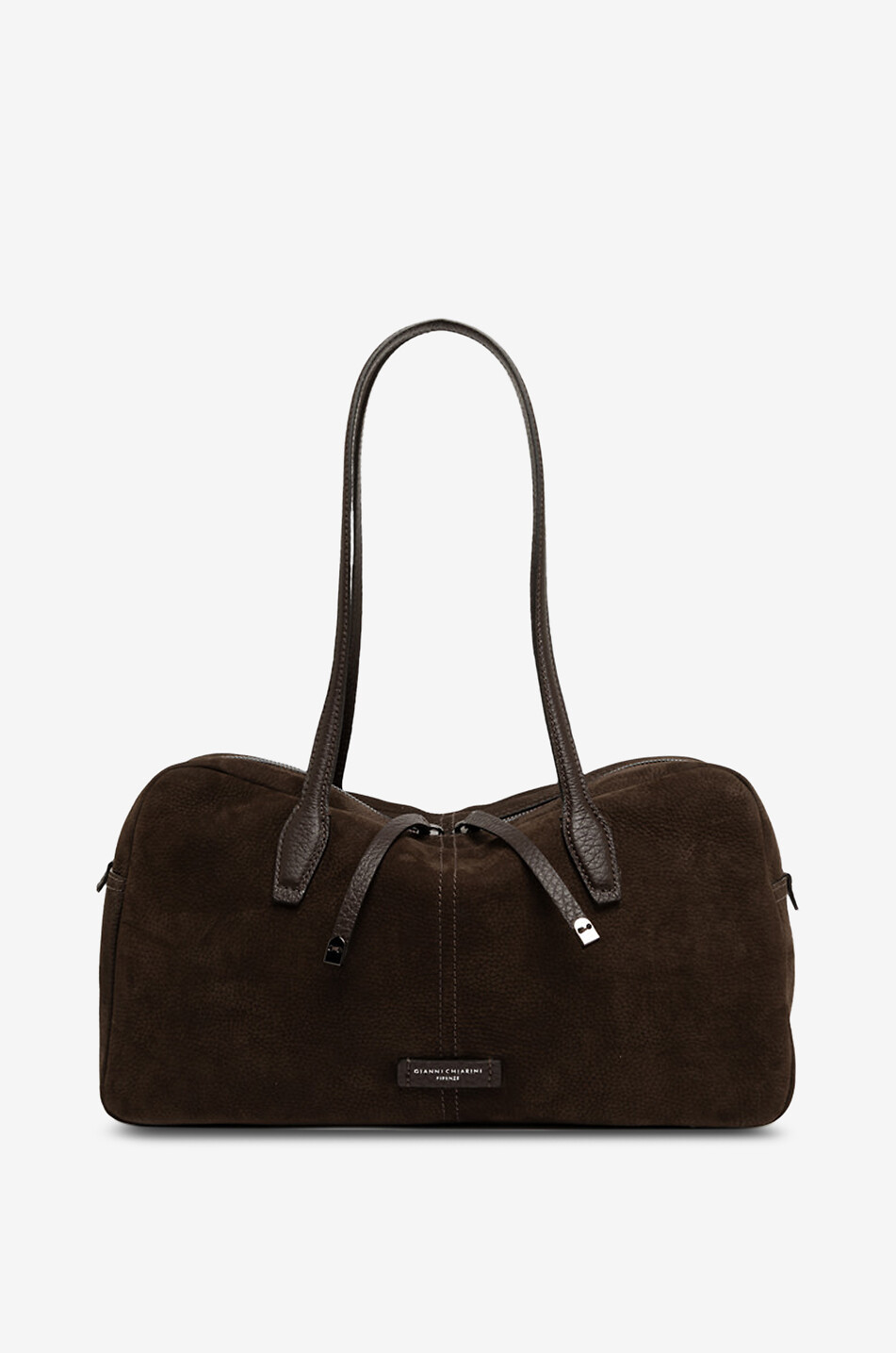 GIANNI CHIARINI Aryna suede bowling bag Women DARK BROWN 1
