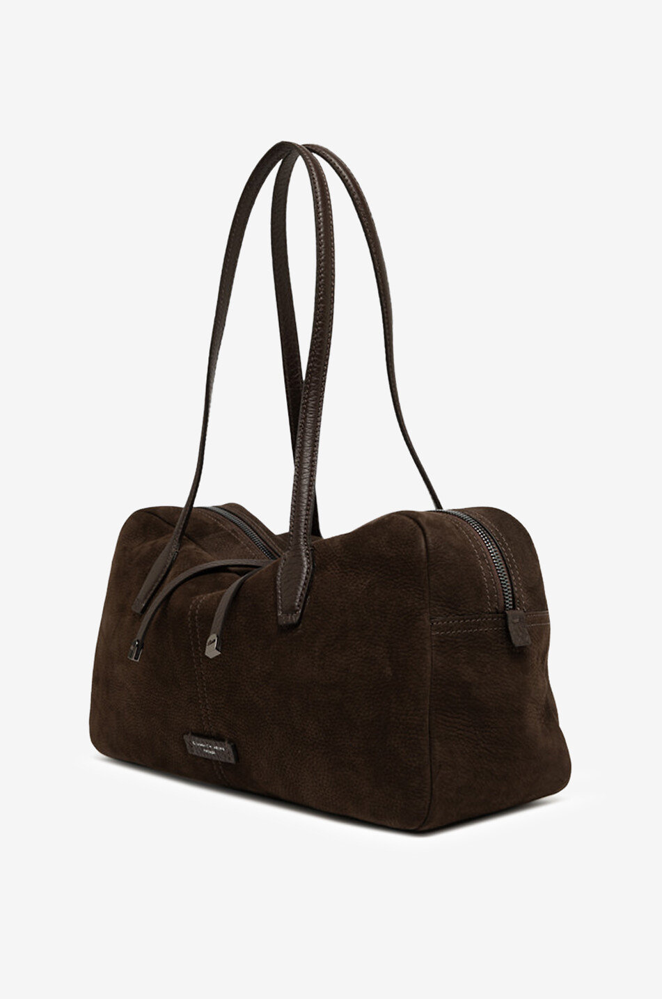 GIANNI CHIARINI Aryna suede bowling bag Women DARK BROWN 3