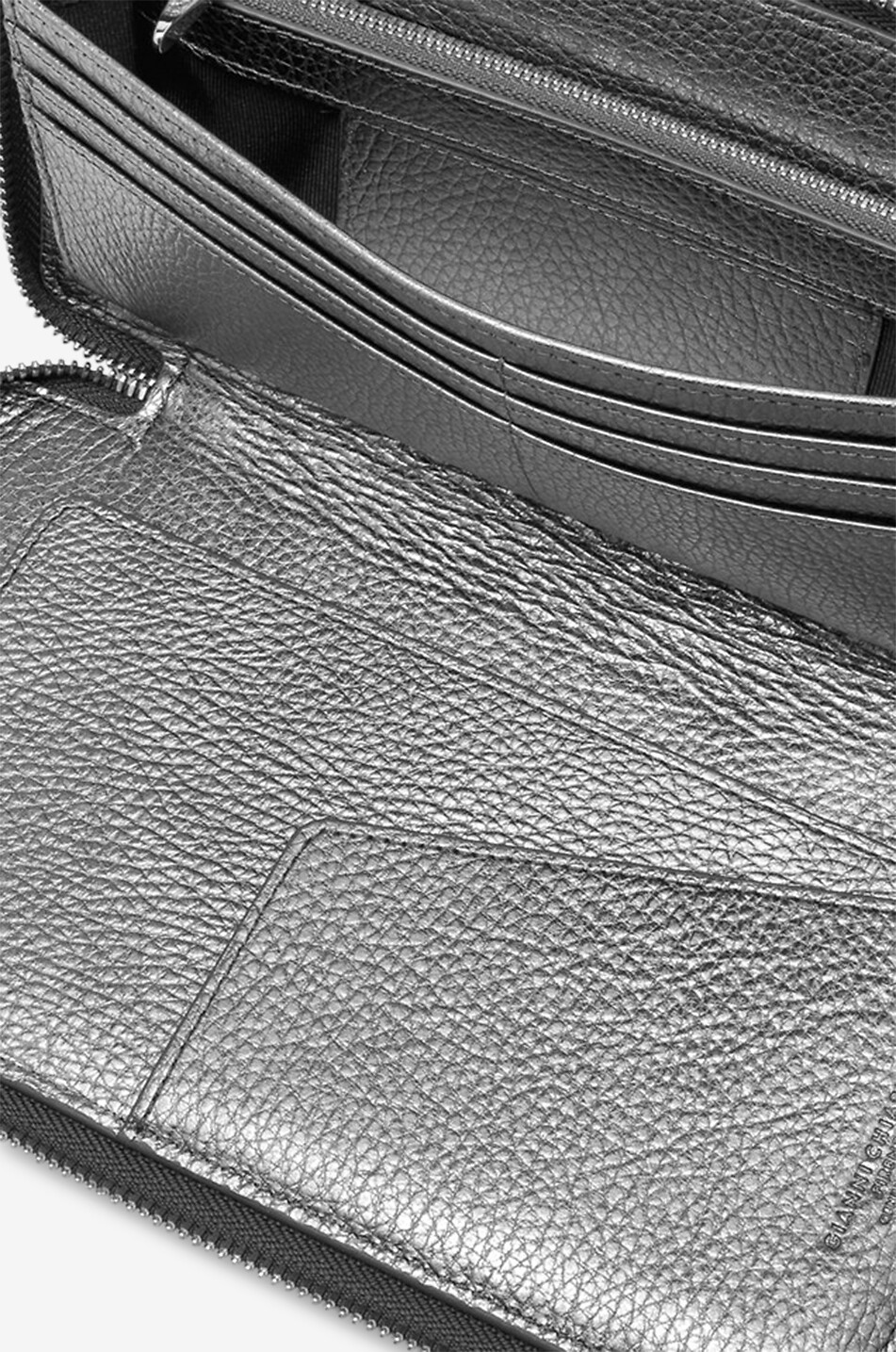 GIANNI CHIARINI Dollaro grained leather rectangular wallet Women GREY 5