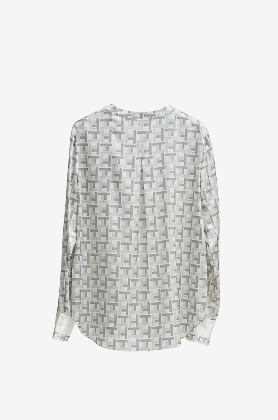 HERZENS Geometric satin printed long-sleeve blouse Women LIGHT GREY 2