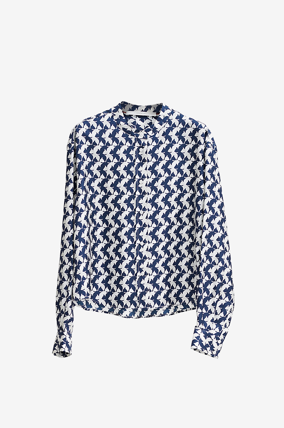 Cat printed cropped silk shirt