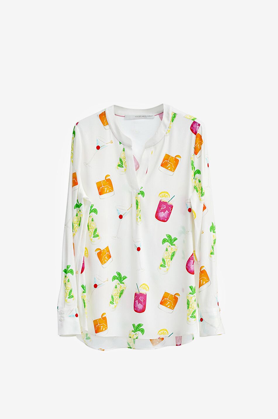 Cocktail printed silk satin shirt