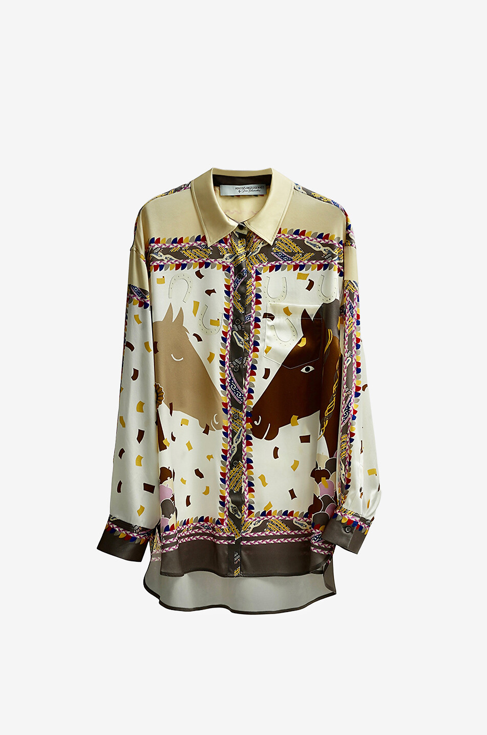 Horse printed silk shirt