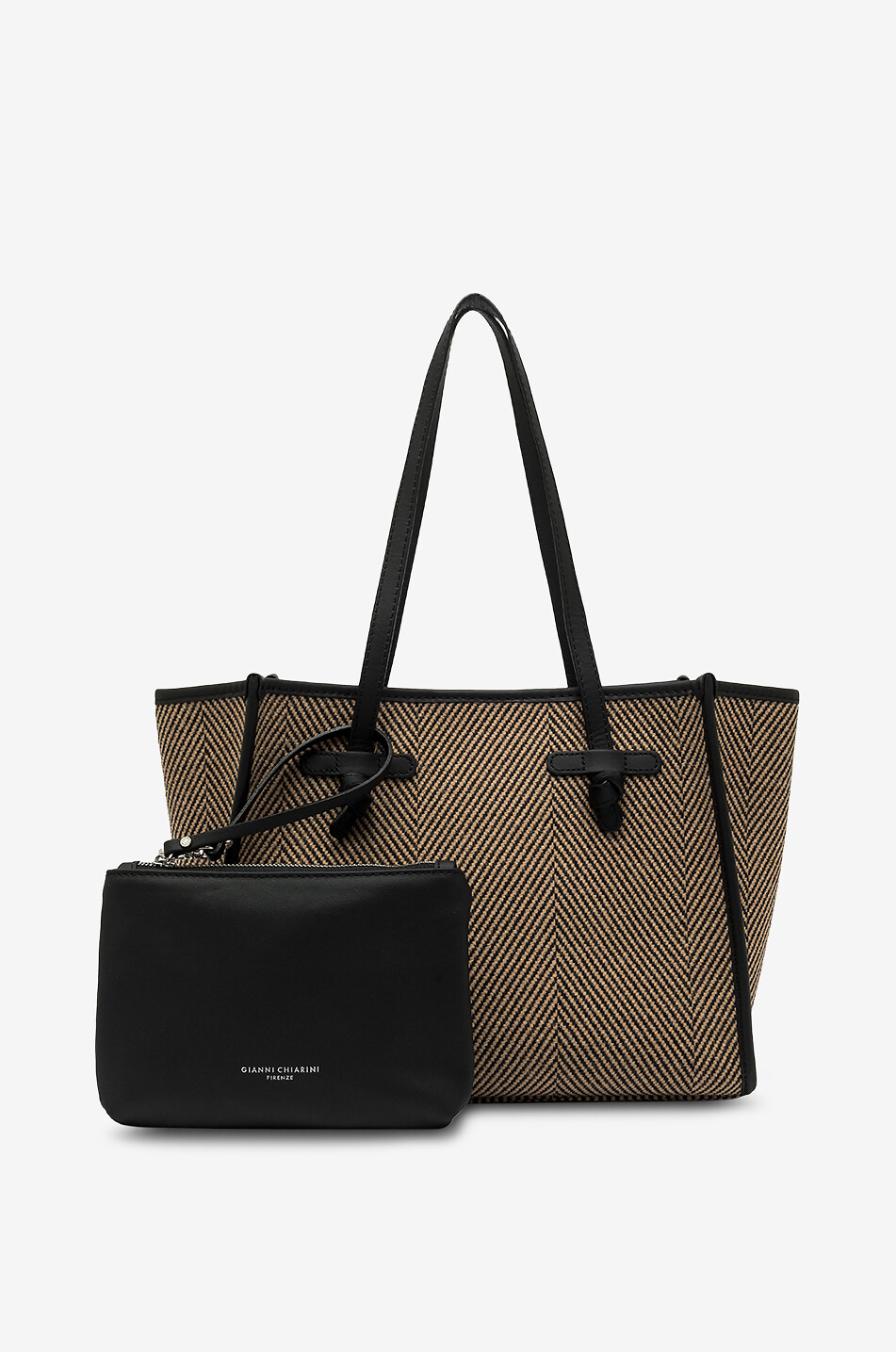 GIANNI CHIARINI Chevron-Canvas Shopper Marcella Spiga Damen SCHWARZ 2