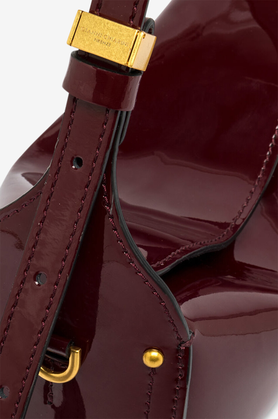 GIANNI CHIARINI Sac porté épaule en cuir verni Penelope Femme ROUGE FONCÉ 4