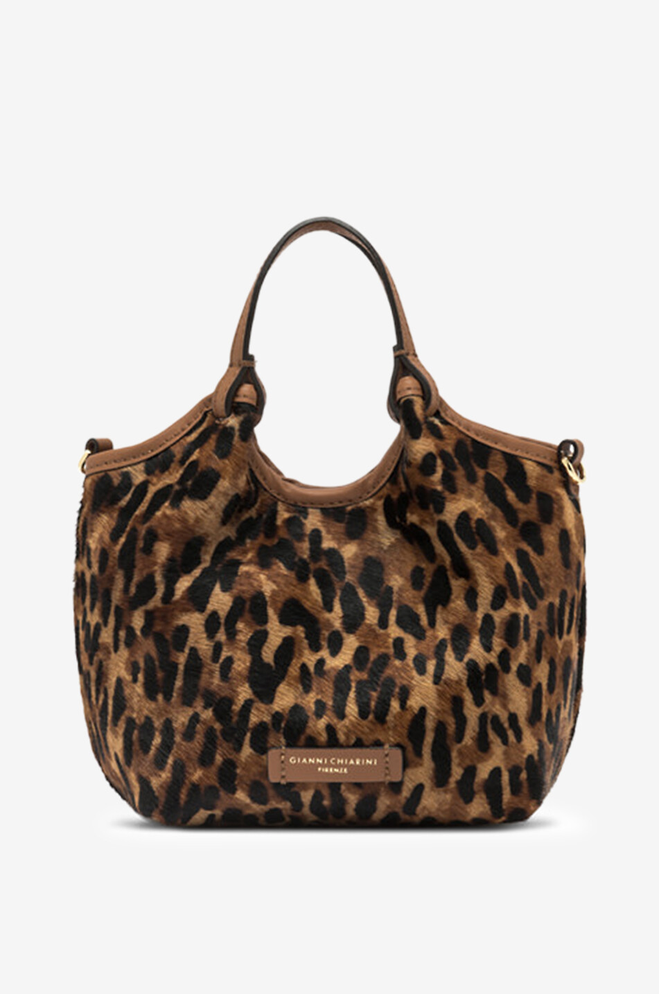 Schultertasche aus Leder mit Leopardenprint Dua