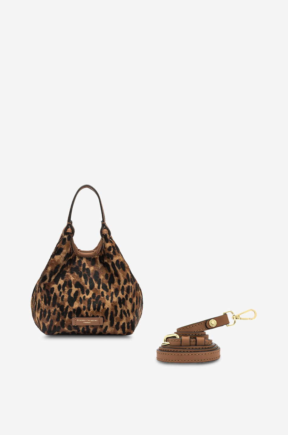 GIANNI CHIARINI Schultertasche aus Leder mit Leopardenprint Dua Damen Braun 2
