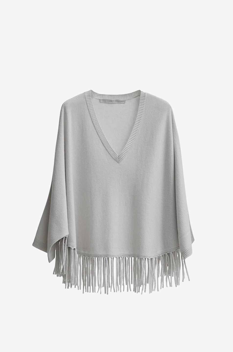 HERZENS V-neck fringed wool and cashmere poncho jumper Women LIGHT GREY 1