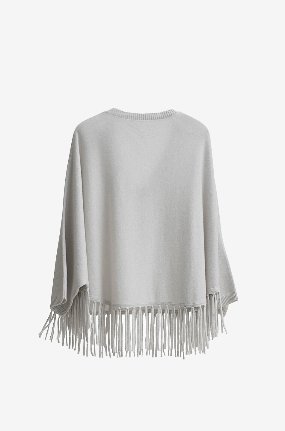 HERZENS V-neck fringed wool and cashmere poncho jumper Women LIGHT GREY 2
