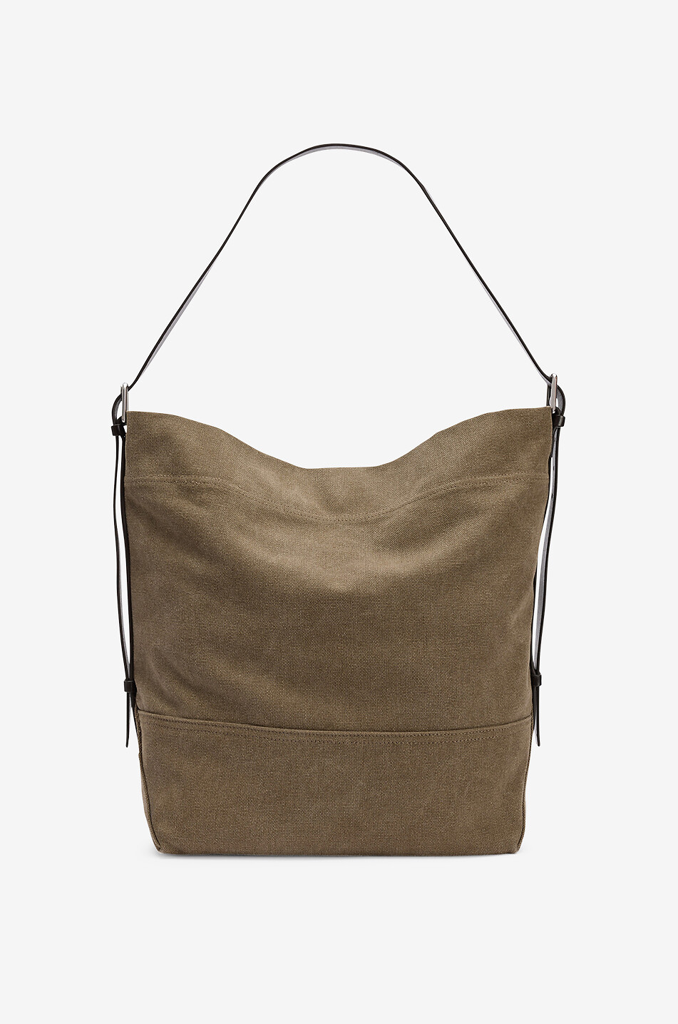 Belted canvas and leathe tote bag