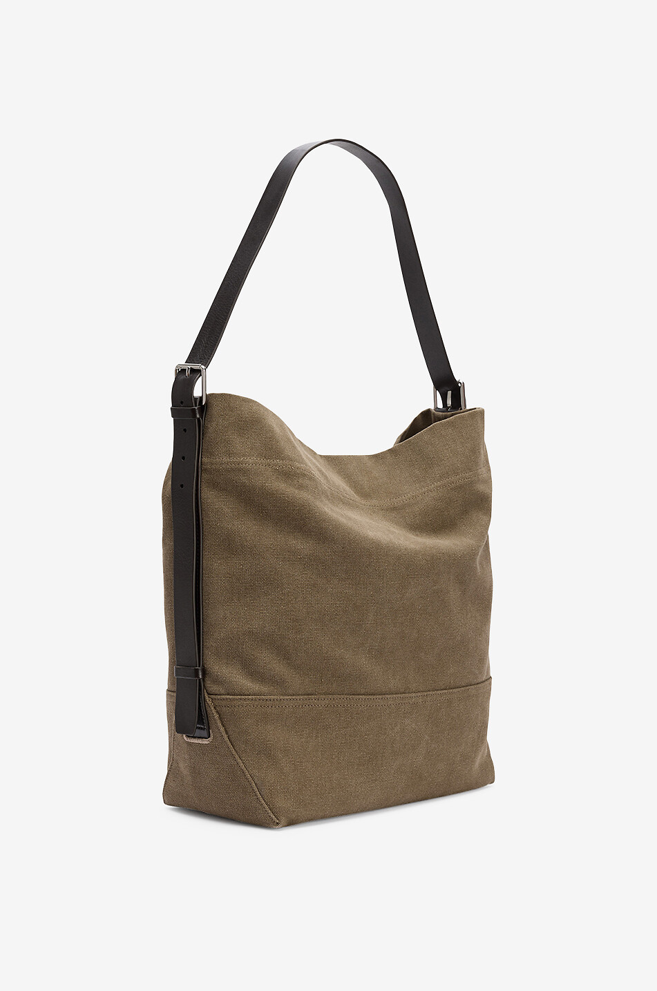 LEMAIRE Belted canvas and leathe tote bag Women BROWN 2