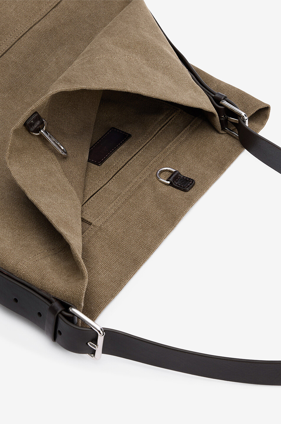 LEMAIRE Belted canvas and leathe tote bag Women BROWN 3