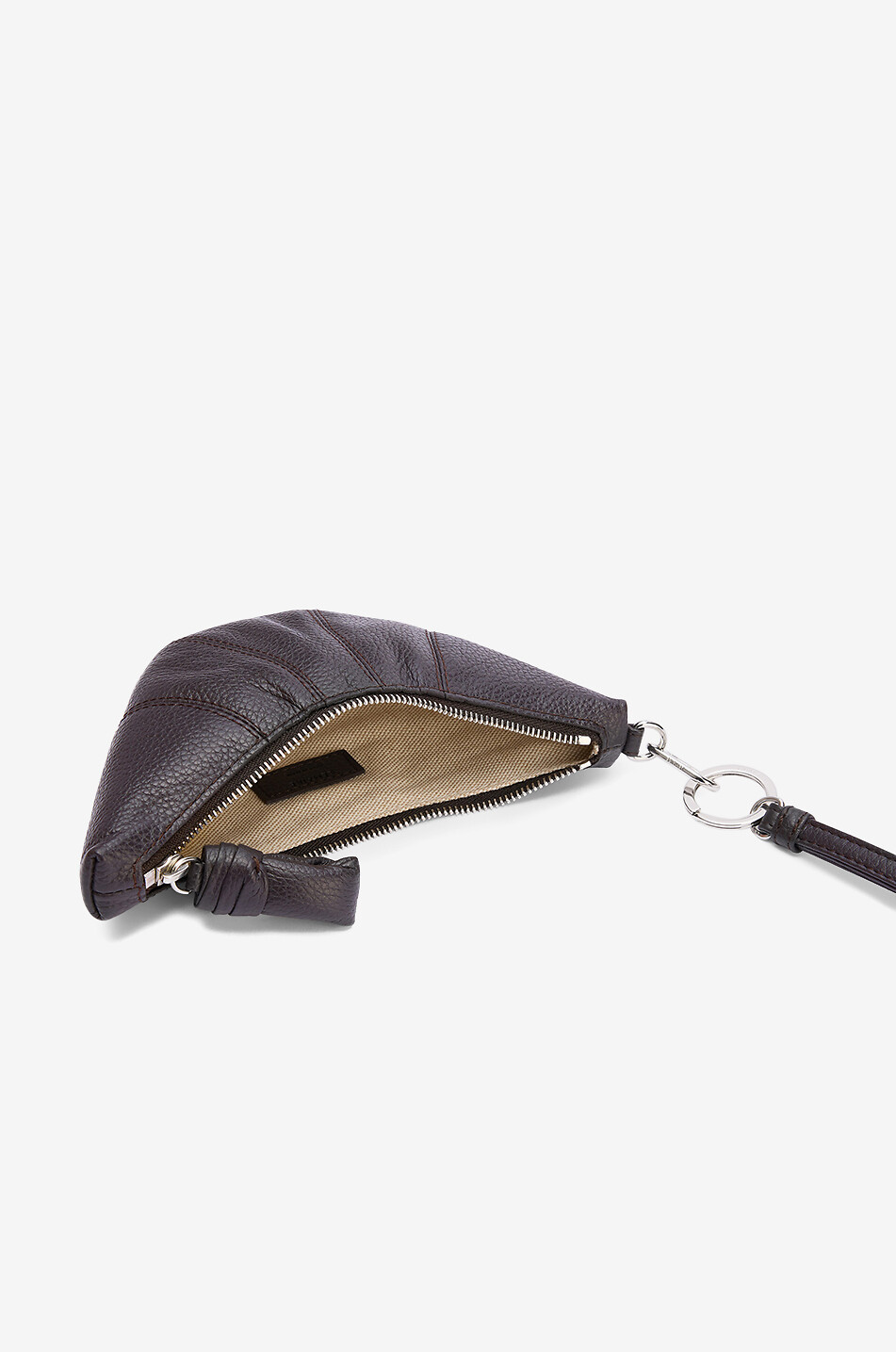 LEMAIRE Croissant strap wallet in grained leather Men DARK BROWN 2