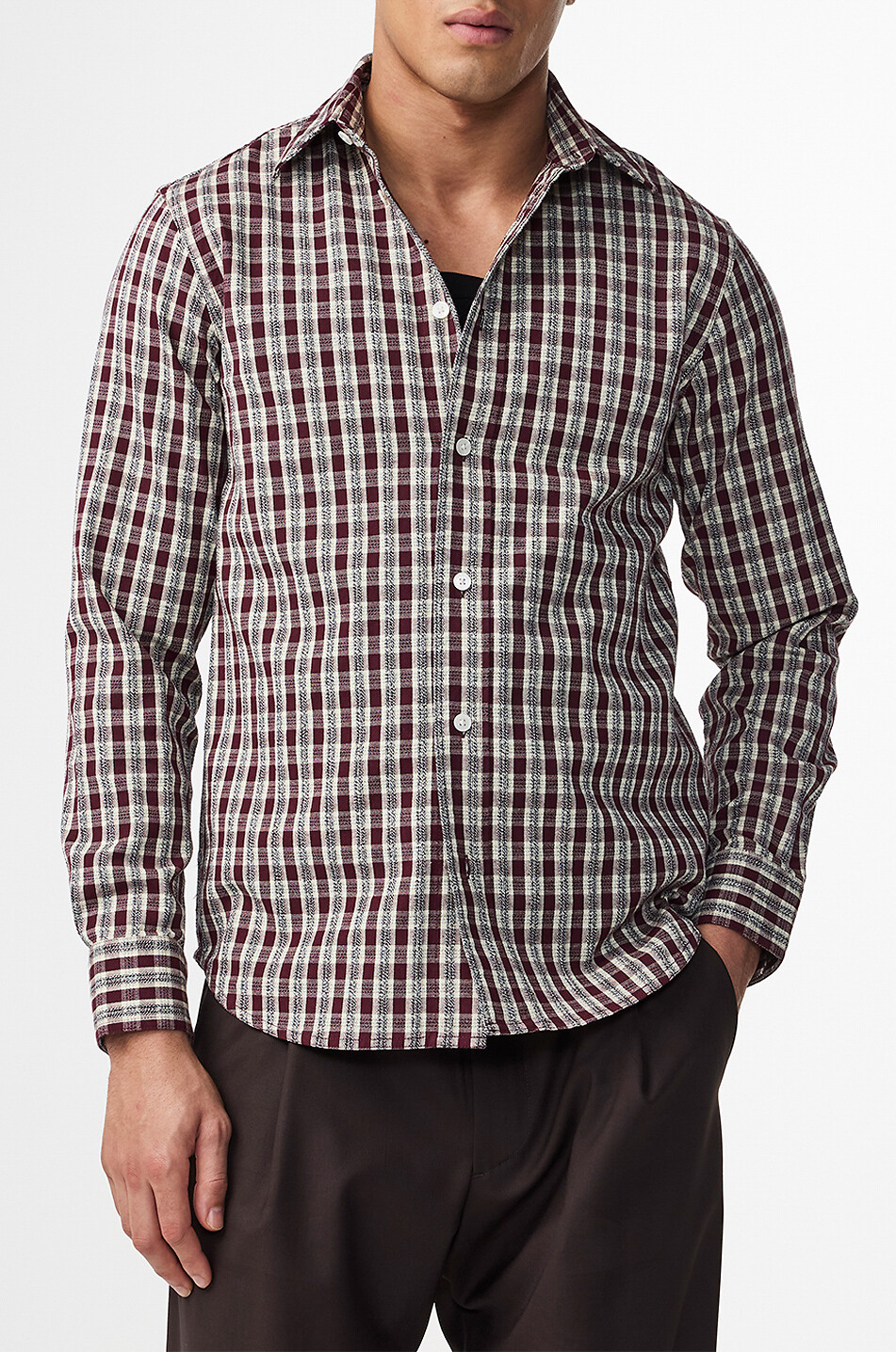 NN07 Colby long-sleeve checked shirt Men RED 4
