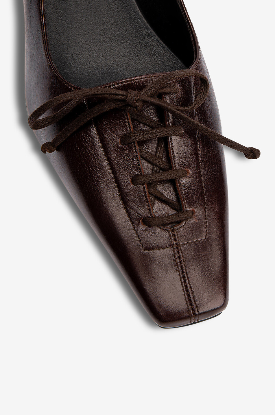 POEVE Kitten-heel lace-up pumps in smooth leather Women DARK RED 4