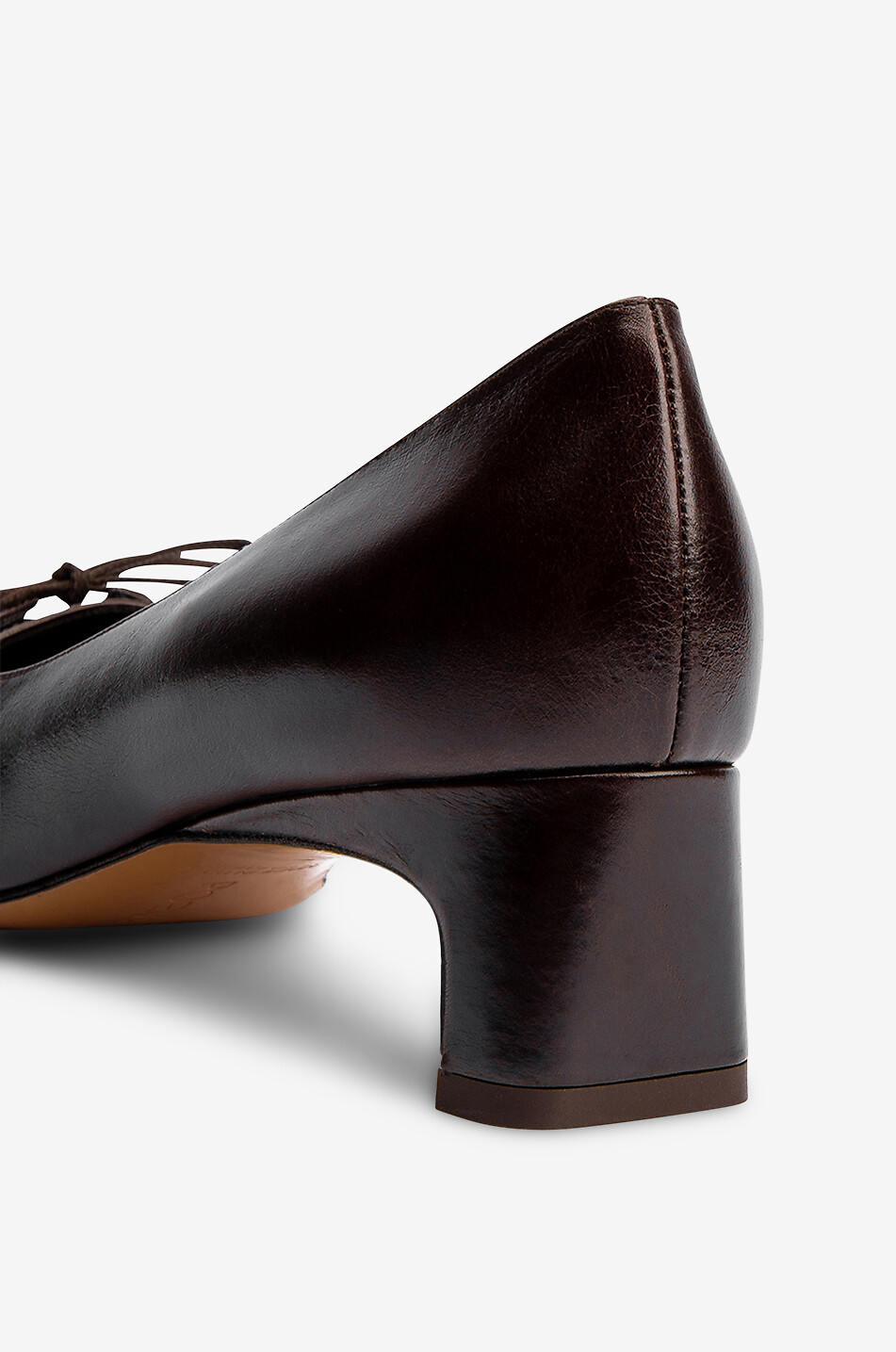 POEVE Kitten-heel lace-up pumps in smooth leather Women DARK RED 5