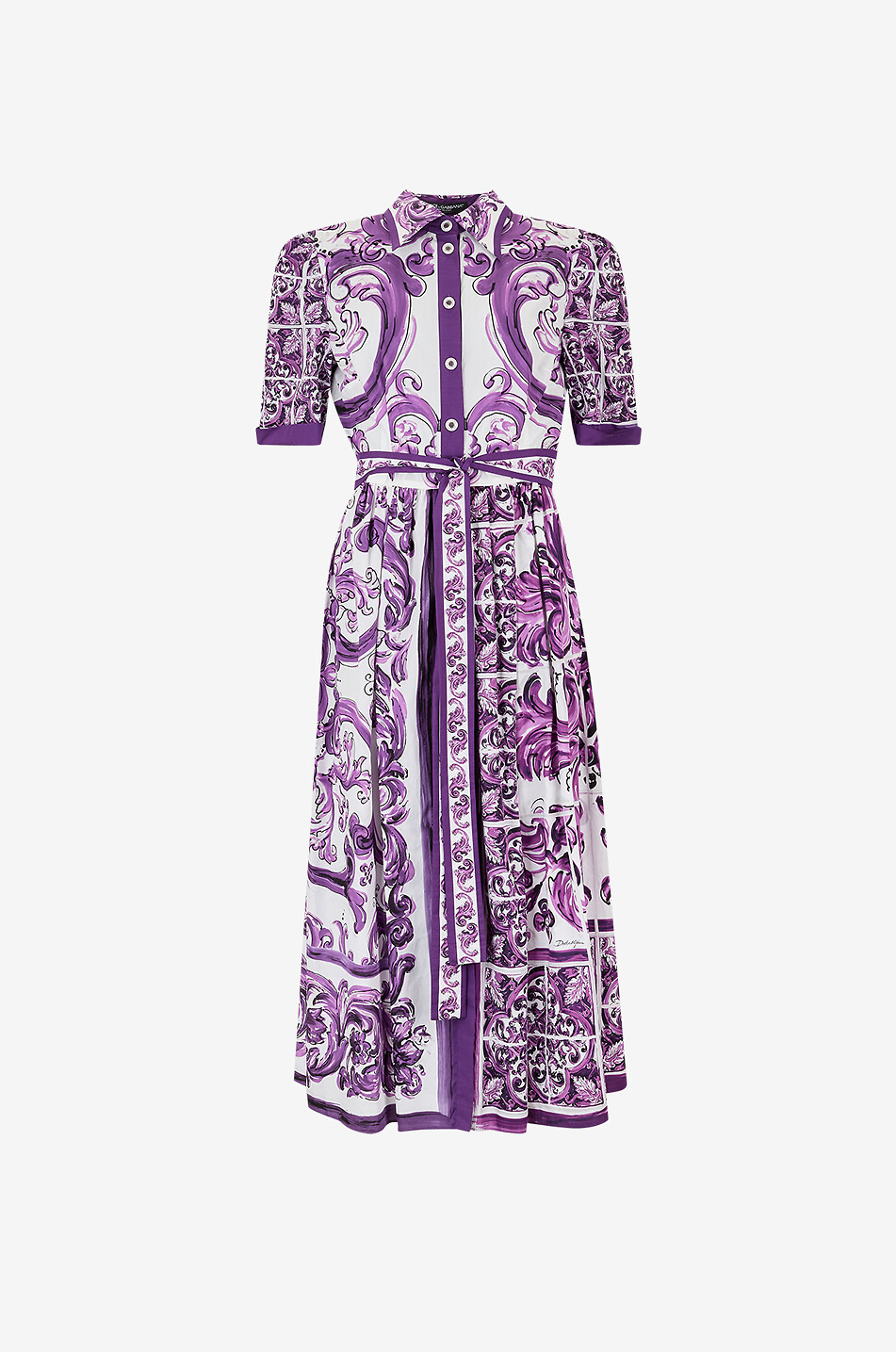 DOLCE & GABBANA Majolica poplin midi shirt dress Women PURPLE 1