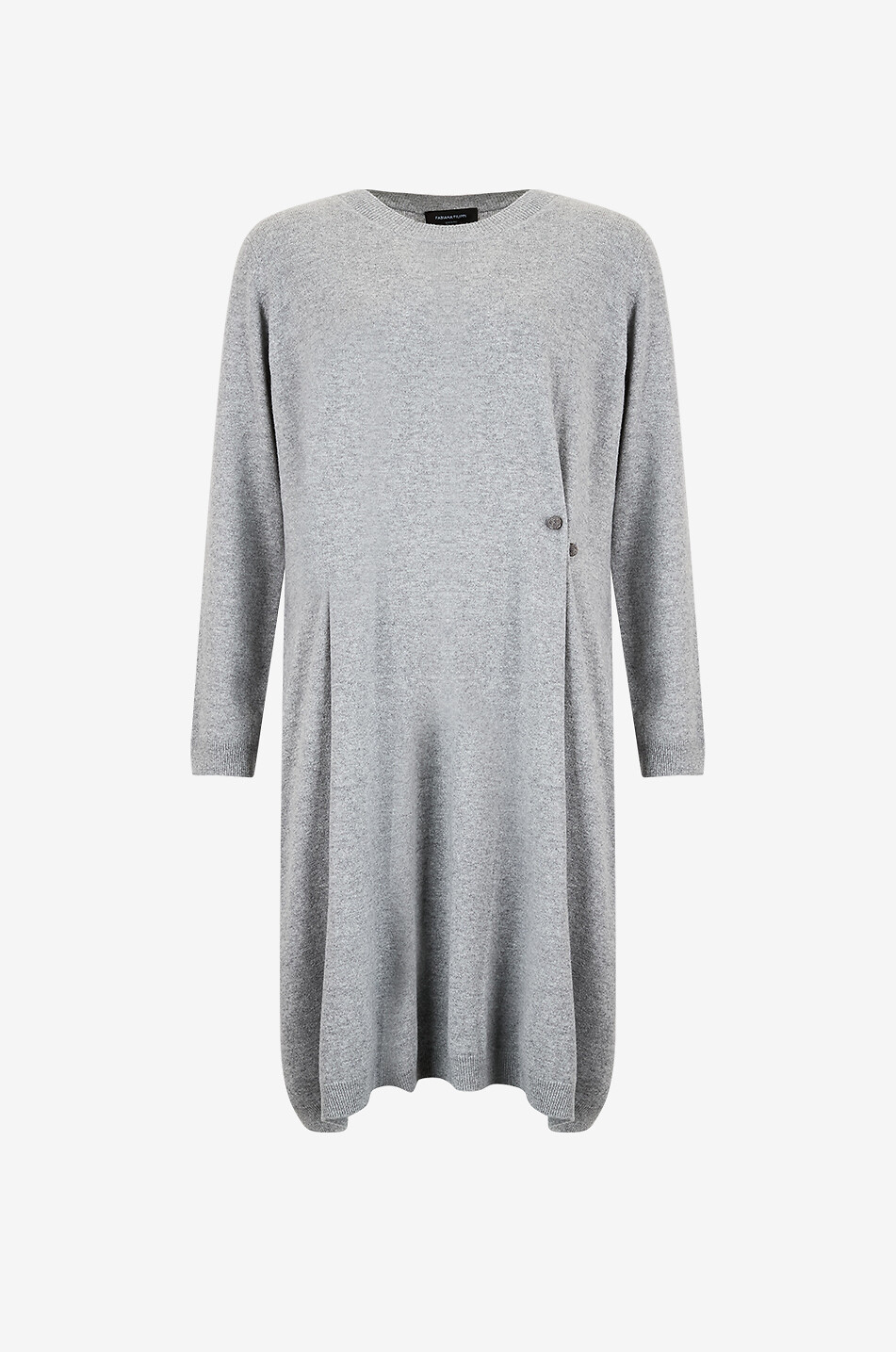 Platinum short loose knit dress with brooch