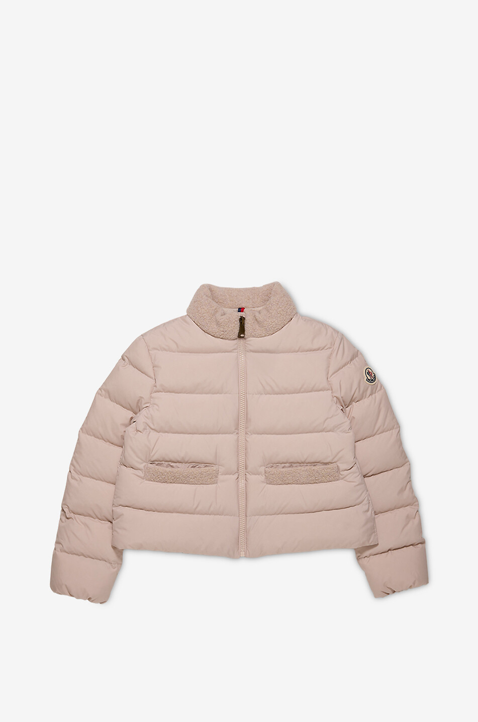 MONCLER Kurze Mädchen-Daunenjacke mit Tweed-Details Blessing Mädchen HELLROSA 1