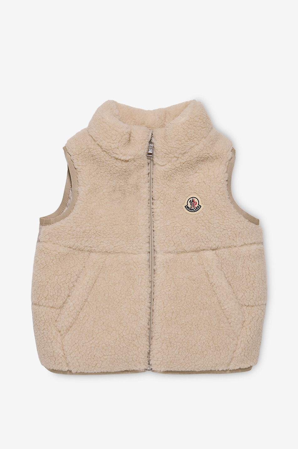 MONCLER Ernst sleeveless teddy sleeve baby down jacket Baby Light beige 1