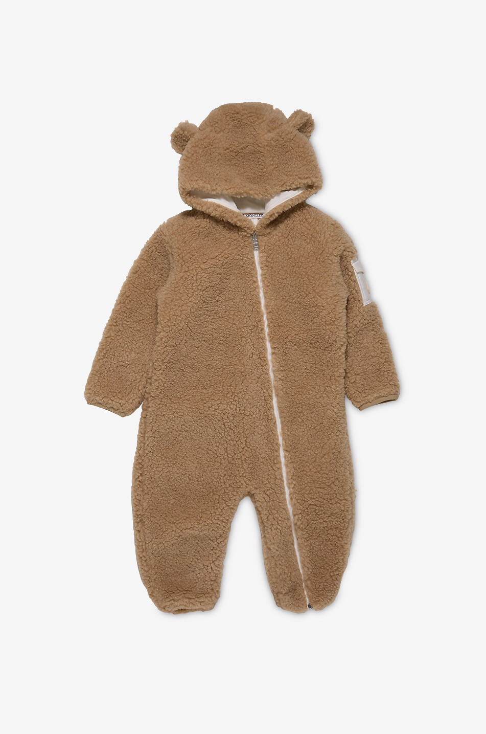 MONCLER Pilote bébé en polaire teddy à capuche et oreilles Bébé Beige Foncé 1