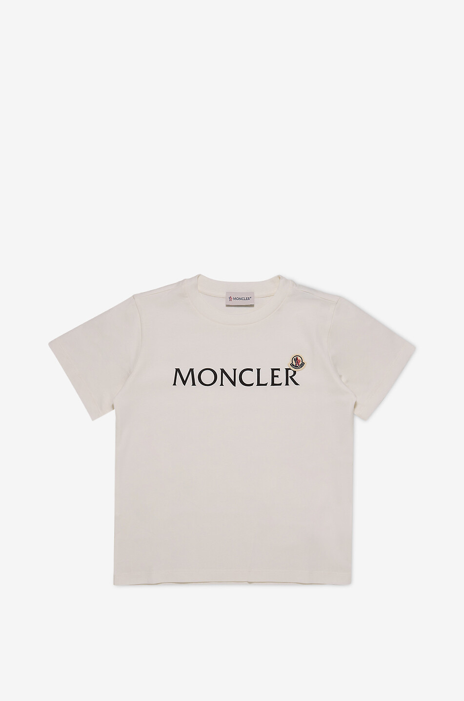 MONCLER Logo print and patch short-sleeved boys' T-shirt Boy WHITE 1