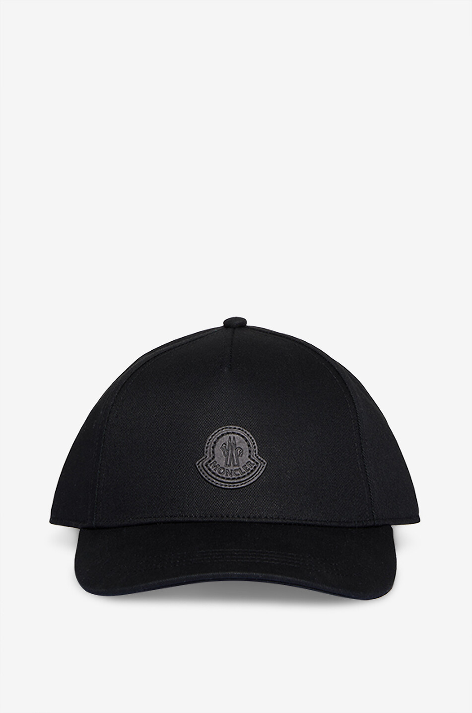 Leather logo patch adorned twill baseball cap