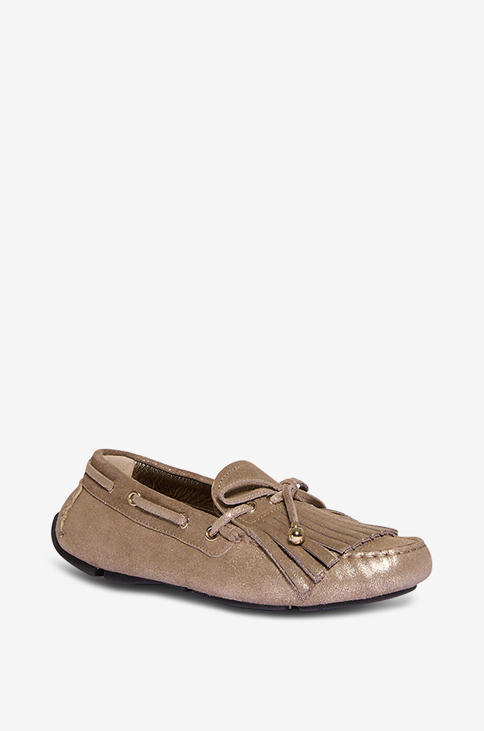 JIMMY CHOO Mocassins en daim métallisé à franges Manon Femme DORE 1
