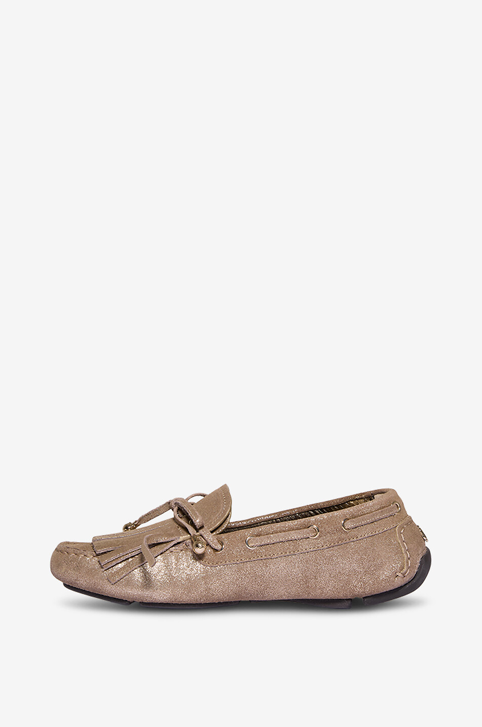 JIMMY CHOO Mocassins en daim métallisé à franges Manon Femme DORE 3