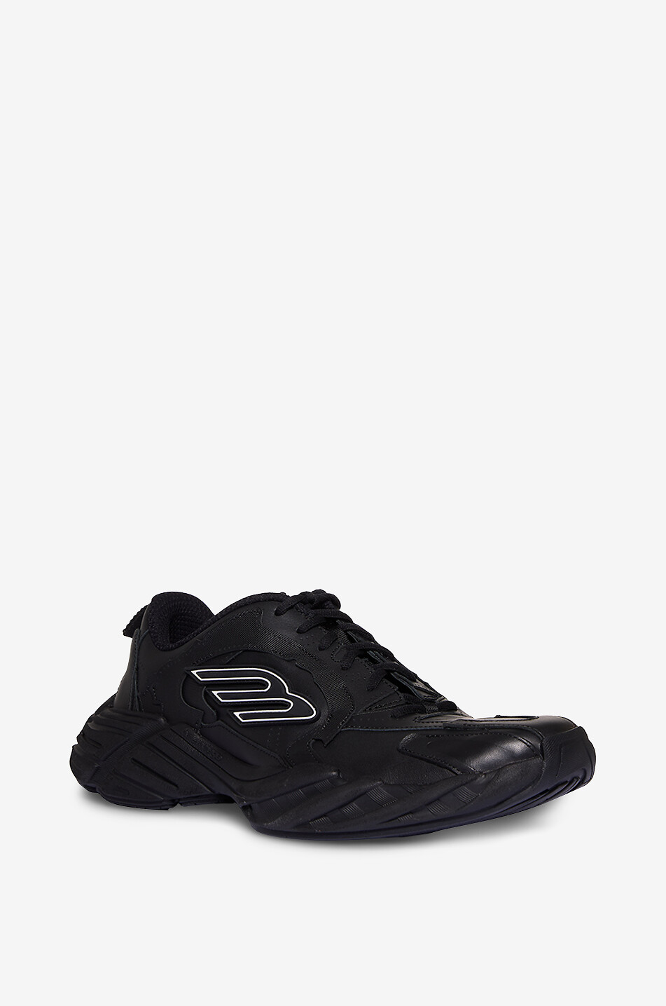 BALENCIAGA Baskets basses à lacets en cuir Monday Homme NOIR 1