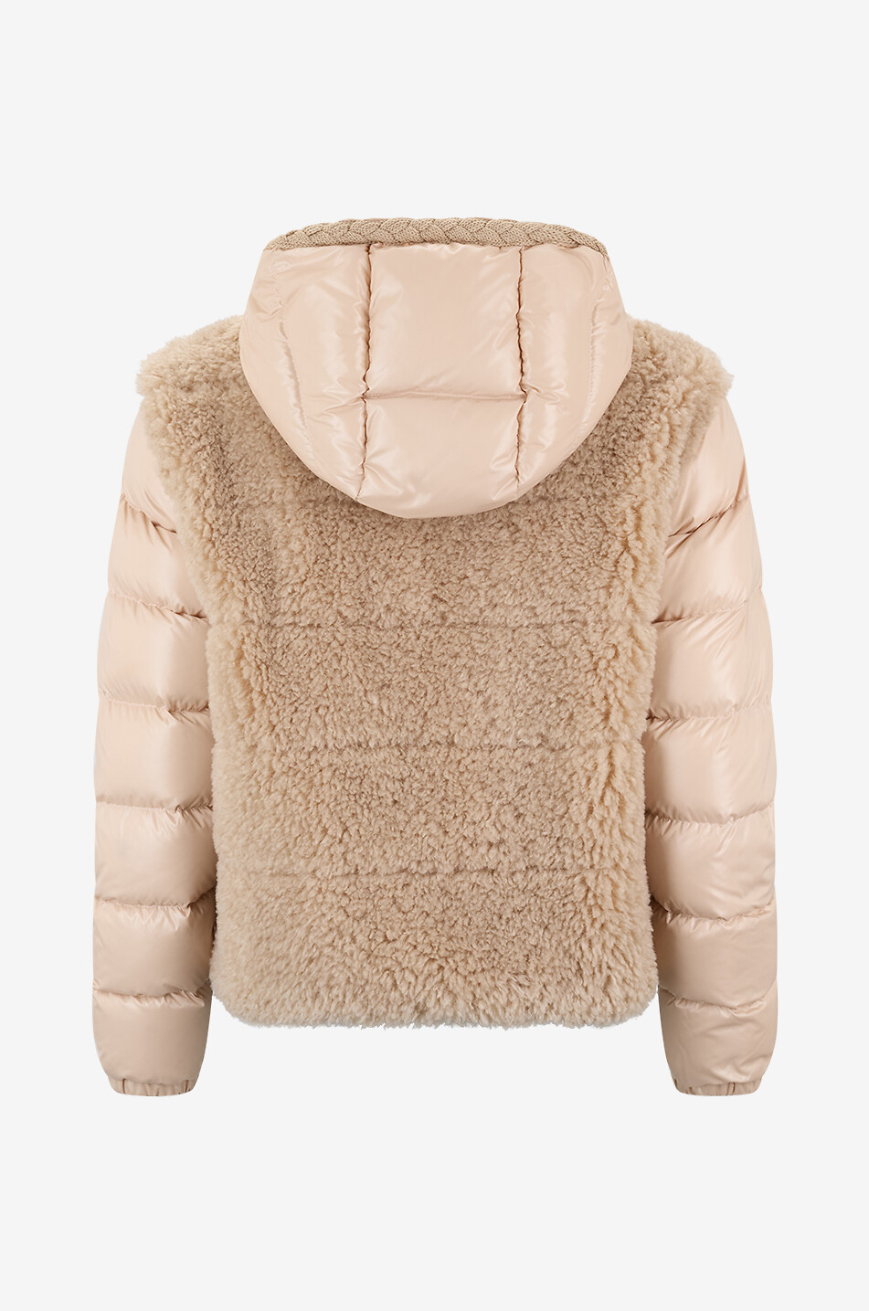 MONCLER Boxy-Daunenjacke aus Teddyfleece und Nylon mit Strick Plantay Damen BEIGE 2