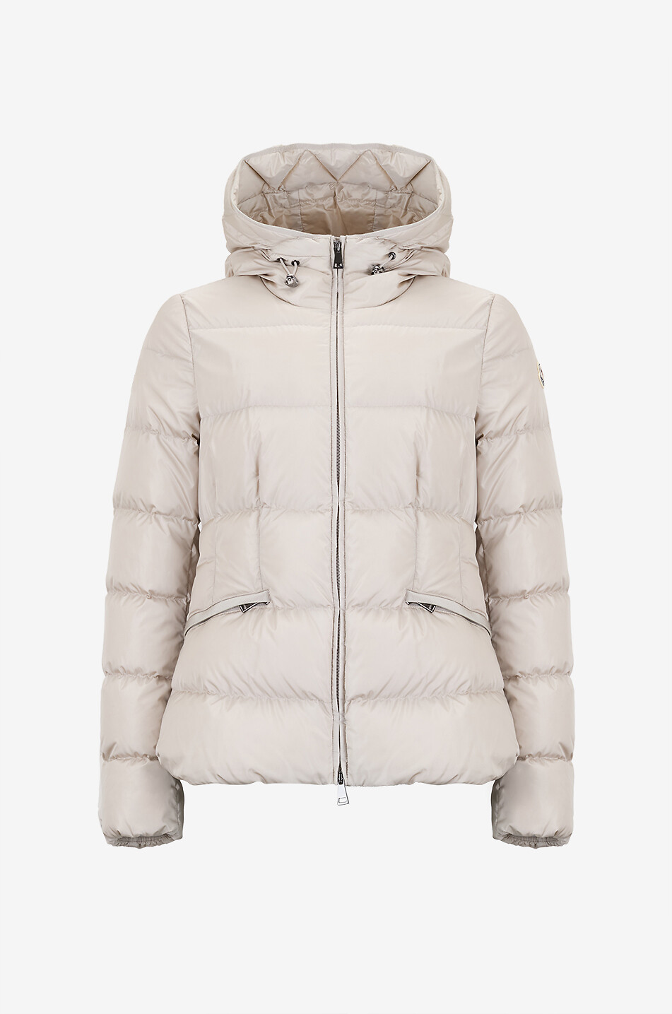 Avoce short cinched hooded down jacket