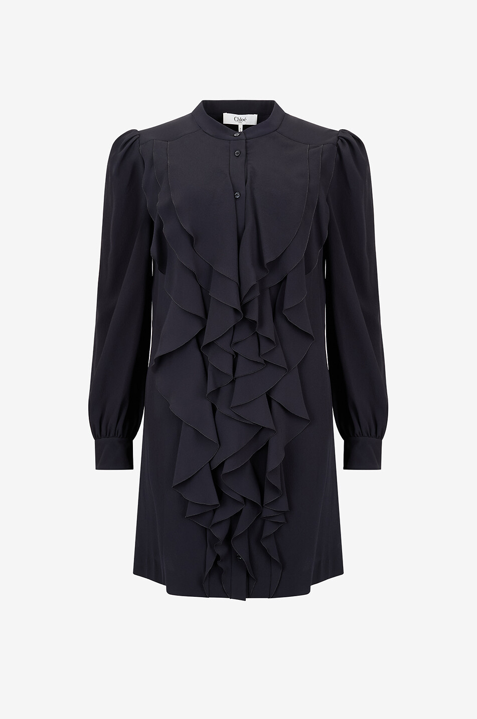 CHLOE Ruffled crepe mini shirt dress Women BLACK 1