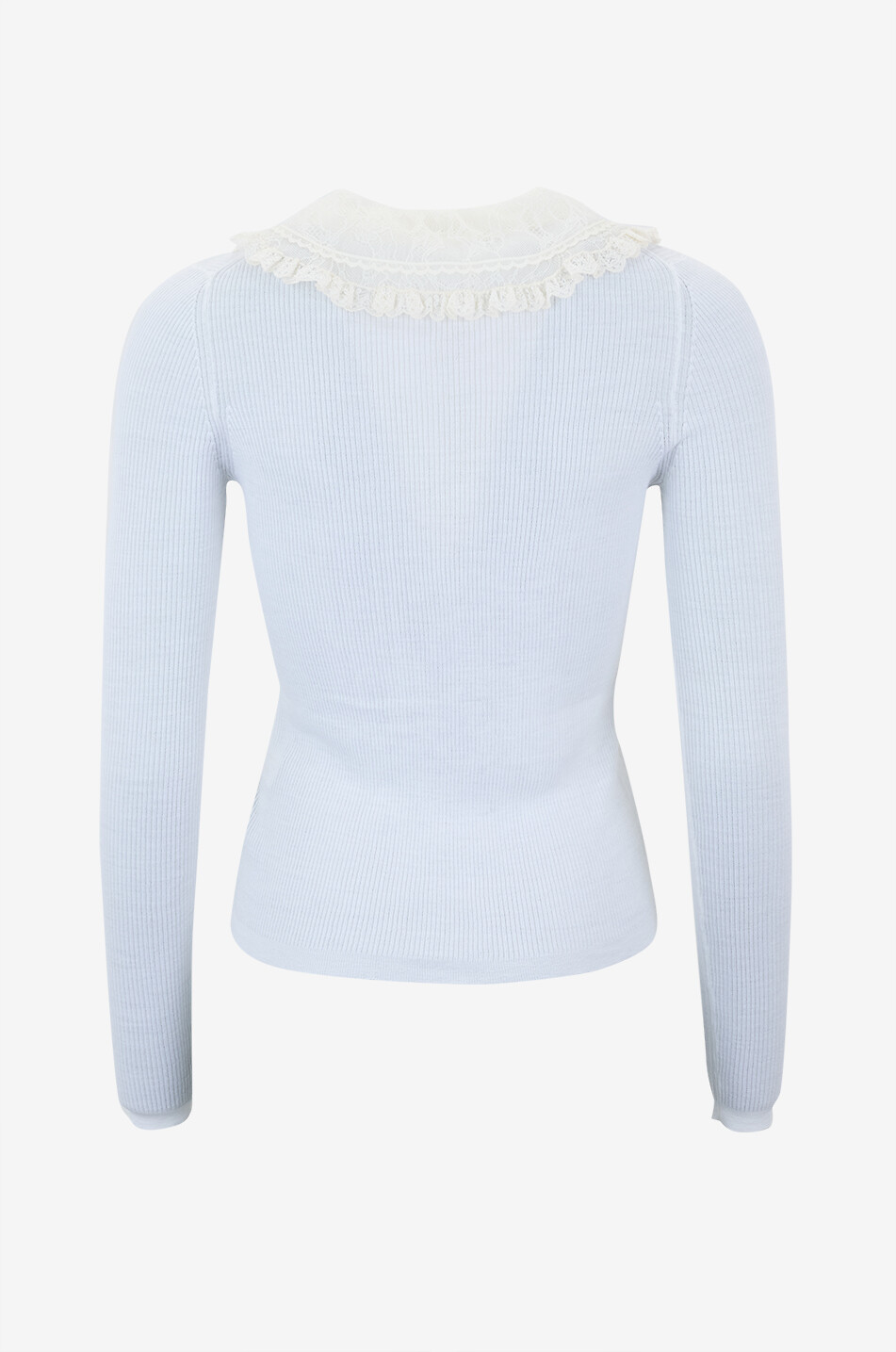 CHLOE Extra fine wool polo shirt with lace collar Women WHITE 2