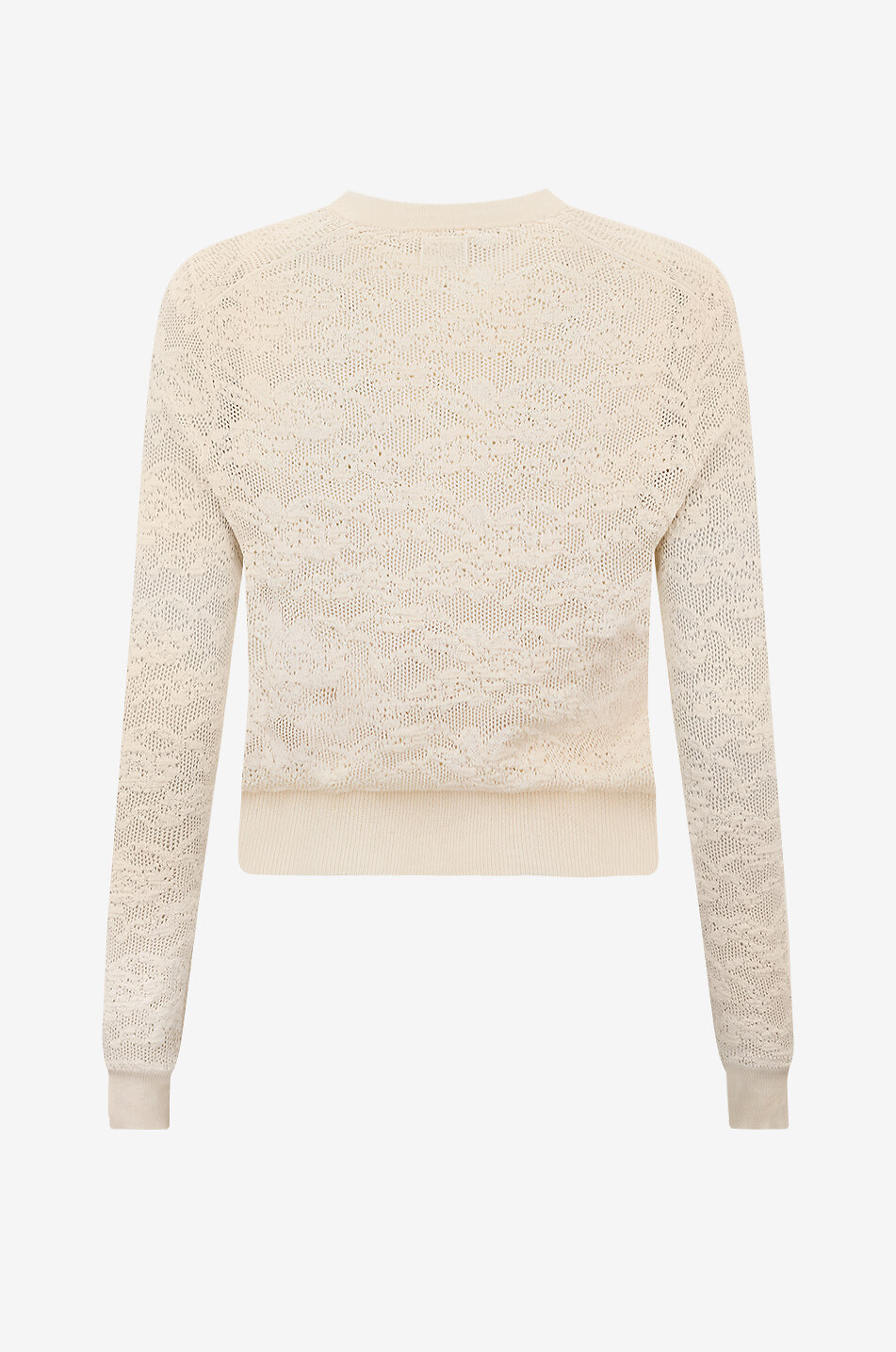 CHLOE Lochstrick-Twinset aus Baumwolle und Seide Damen CREMEFARBEN 3