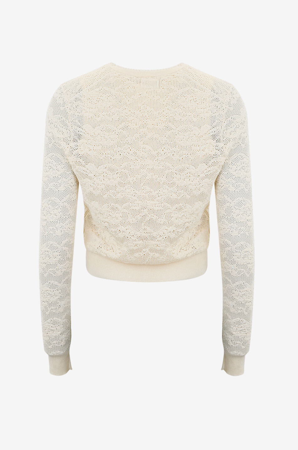 CHLOE Lochstrick-Twinset aus Baumwolle und Seide Damen CREMEFARBEN 4