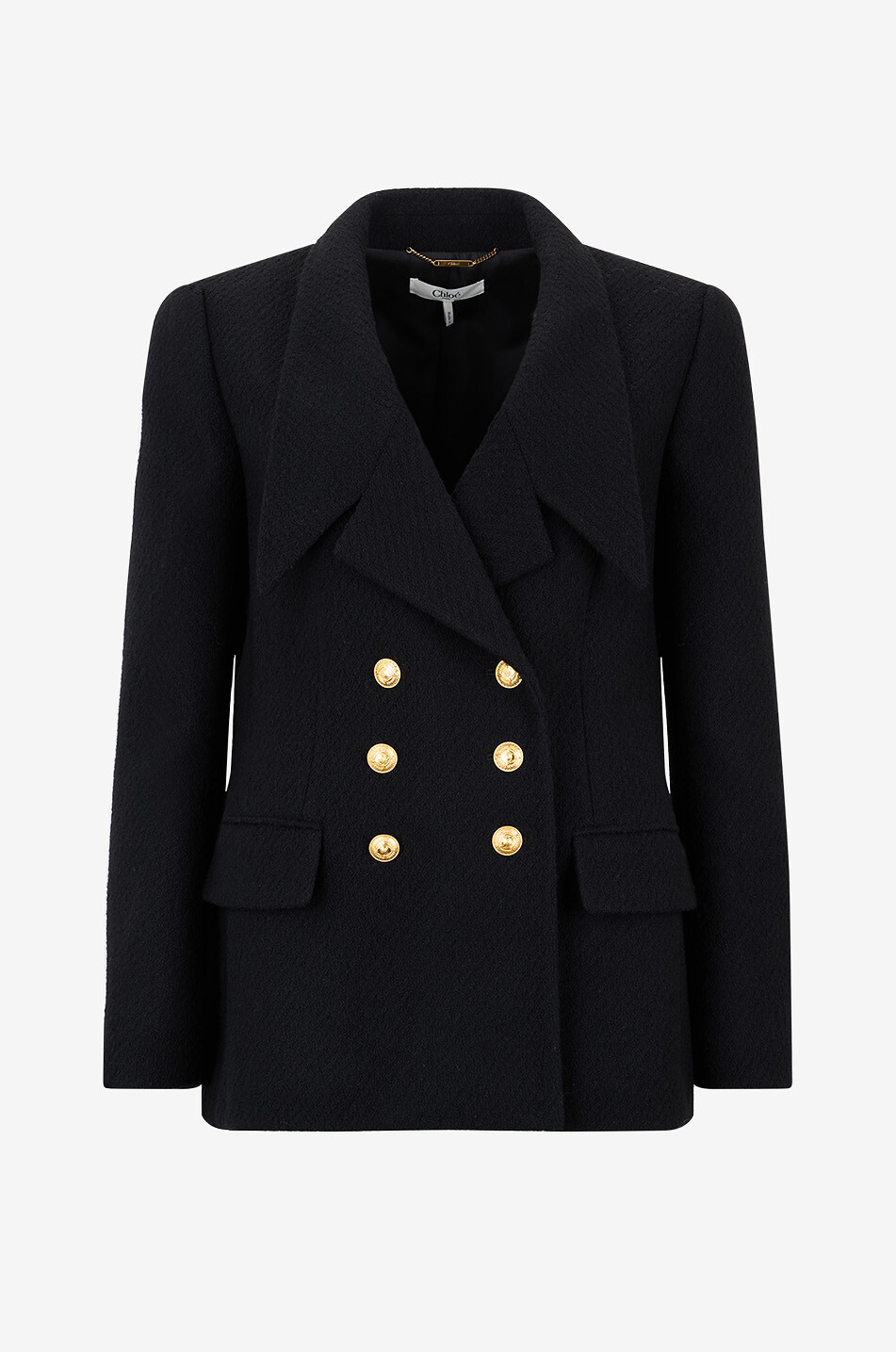 CHLOE Zweireihige Jacke aus Woll-Bouclé Damen SCHWARZ 1