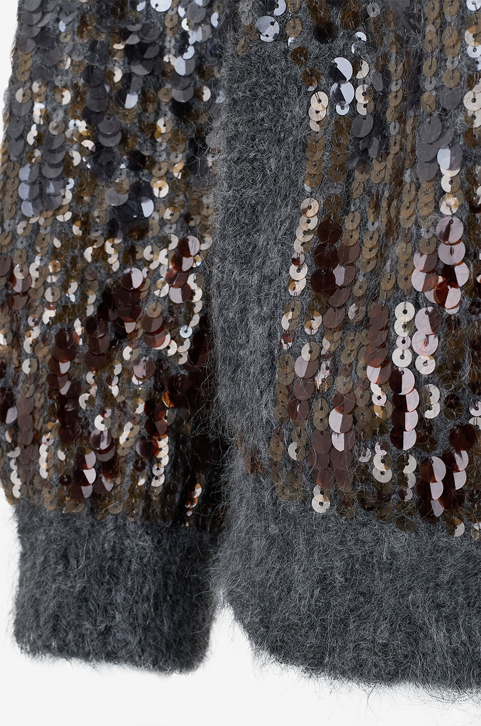 BRUNELLO CUCINELLI Dazzling fluffy mohair knit bomber jacket with sequins Women GREY 3