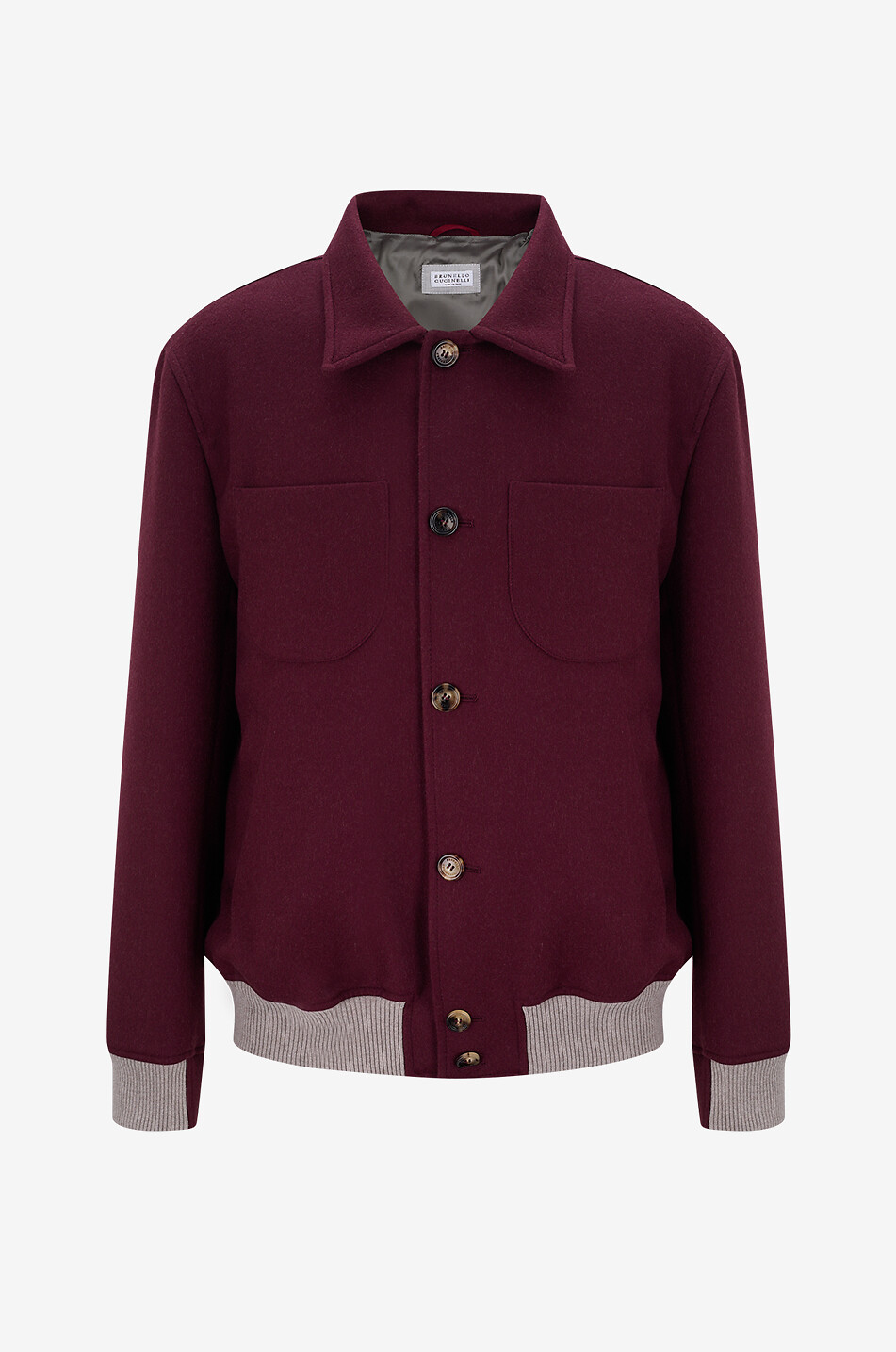 BRUNELLO CUCINELLI Wool flannel double-cloth shirt-style bomber jacket Men DARK RED 1