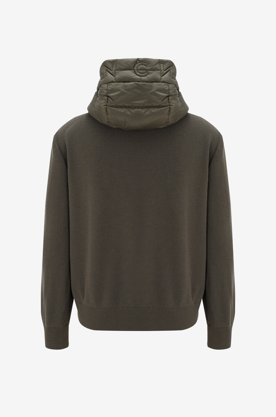 MONCLER Knit and down part hooded cardigan Men KHAKI 2