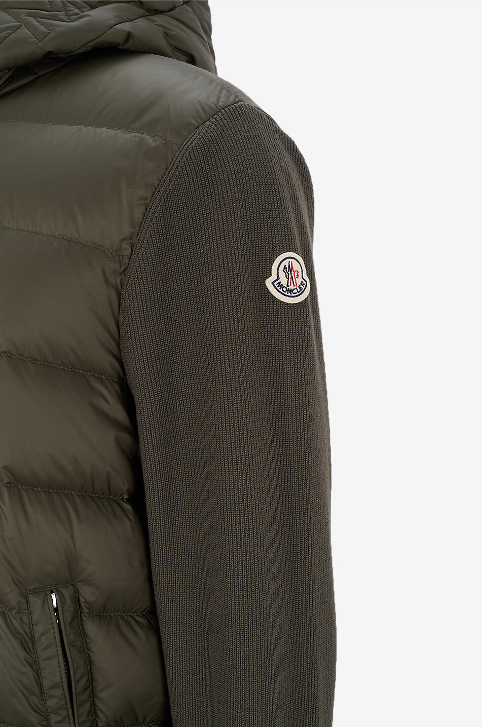 MONCLER Knit and down part hooded cardigan Men KHAKI 3