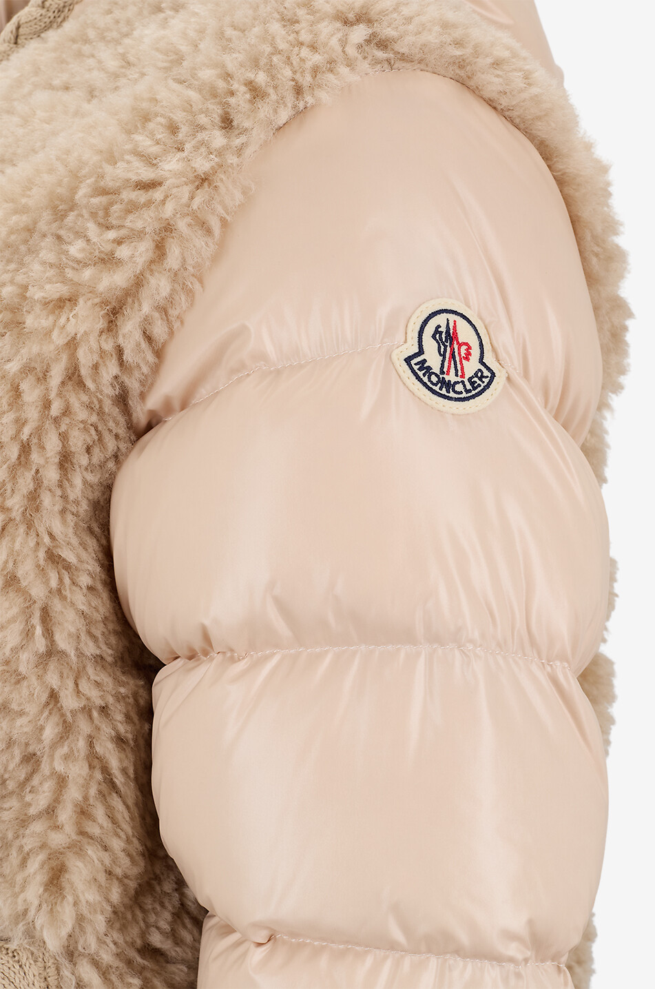MONCLER Boxy-Daunenjacke aus Teddyfleece und Nylon mit Strick Plantay Damen BEIGE 3