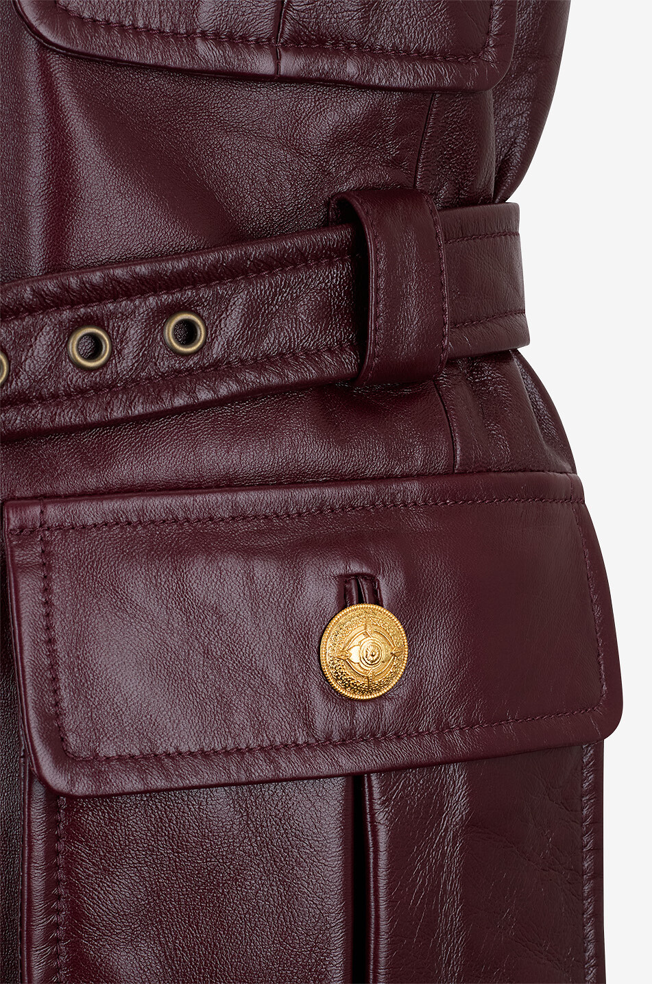 CHLOE Utility-Weste aus Leder mit Gürtel Damen BRAUN 3