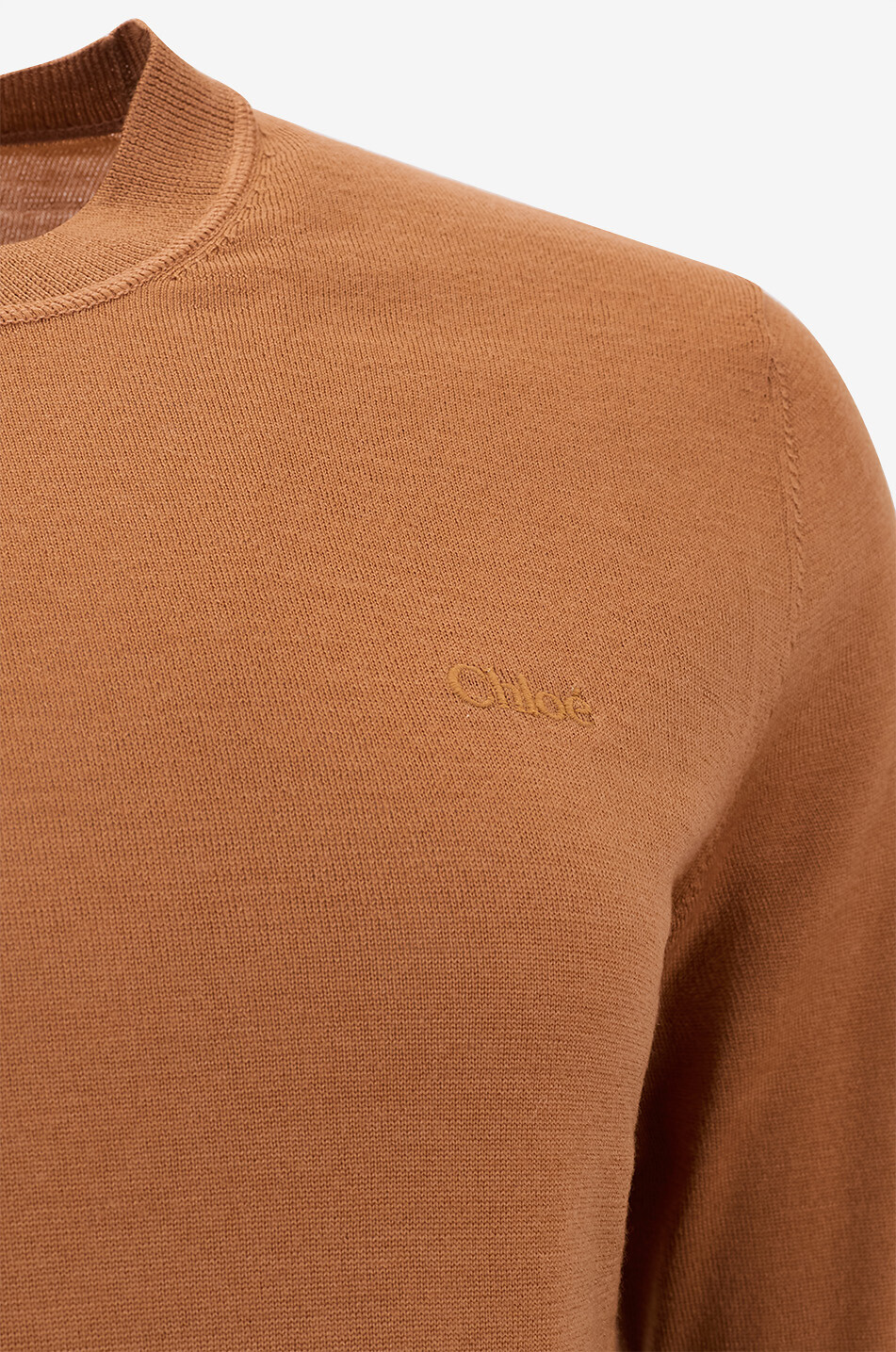 CHLOE Pull fin à col rond en laine brodé logo Femme ORANGE FONCÉ 3