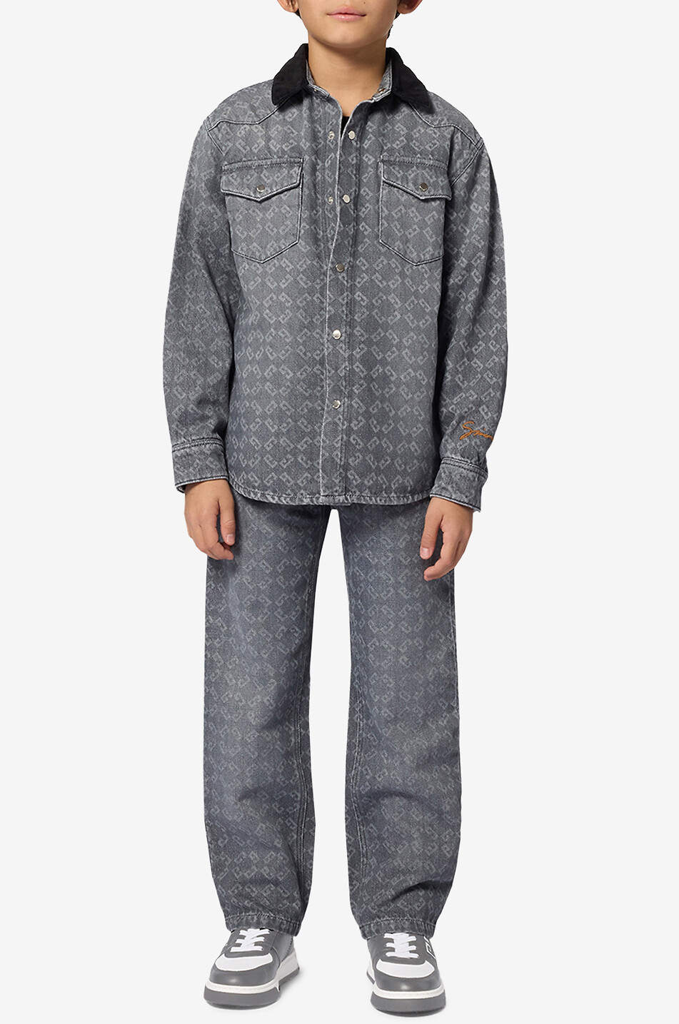 GIVENCHY 4G 72 denim boys' overshirt Boy DARK GREY 3