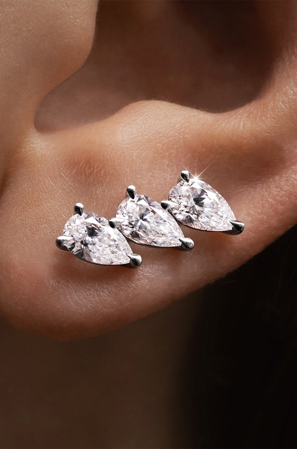 LOEV Einzelner Weissgold-Ohrstecker mit Diamanten The Triple Pear Damen SILBER 3