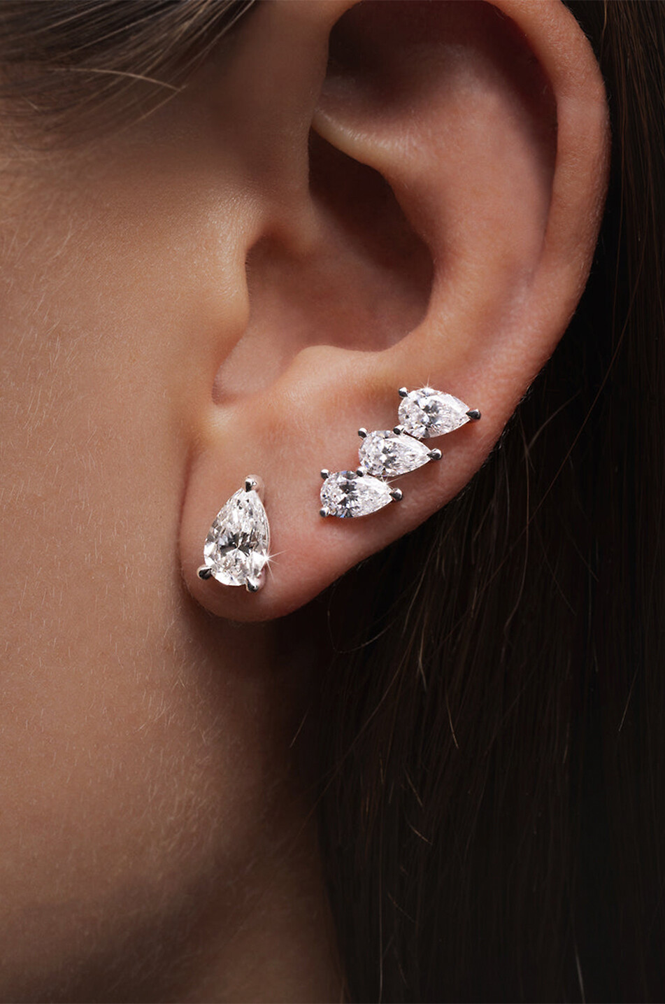 LOEV Einzelner Weissgold-Ohrstecker mit Diamanten The Triple Pear Damen SILBER 2