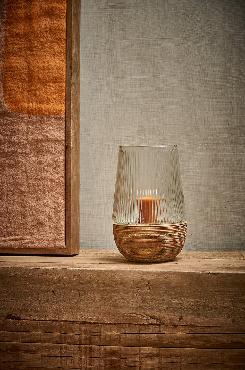 POMAX Teelichthalter aus Mangoholz und Glas Arbre Haus BUNT 2