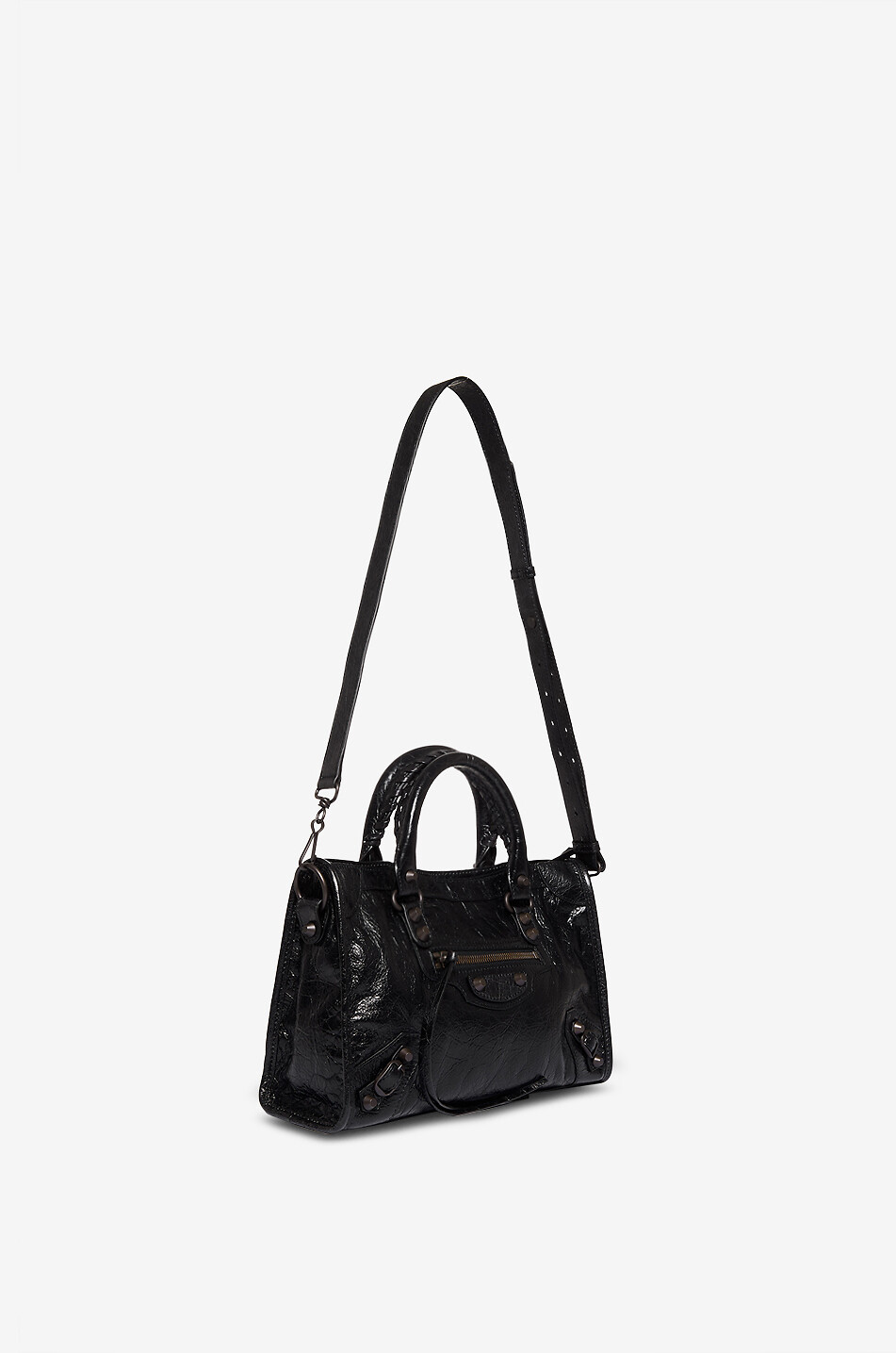 BALENCIAGA Sac à main en cuir arena Le City S Femme NOIR 5