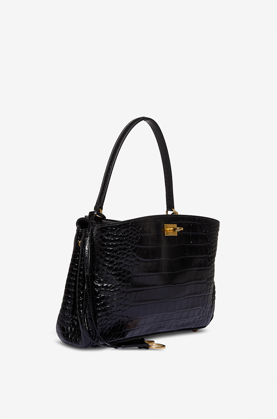 BALENCIAGA Sac à main en cuir effet croco Rodeo Small Femme NOIR 2